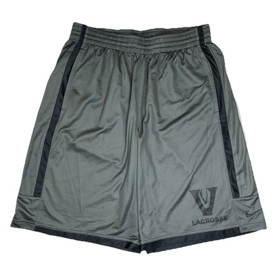 Nike Dri-Fit Mens V Lacrosse Athletic Sports Shorts Embroidered Swoosh Gray XL