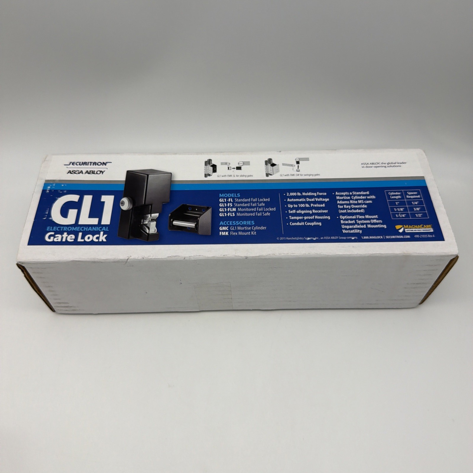 SECURITRON GL1-FL Gate Lock, Surface Mount 12/24vdc Failed Locked Access