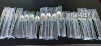 20 Pcs. Set Of 4 /Michael Lloyd BOULDER Stainless Glossy 18/8 Hammered Flatware