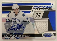 2011-12 Panini Certified Potential Cody Hodgson #7 Patch Auto /25 Canucks -TCCCX