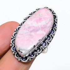 Rhodochrosite Gemstone Handmade 925 Sterling Silver Jewelry Ring Size 7.5 j552