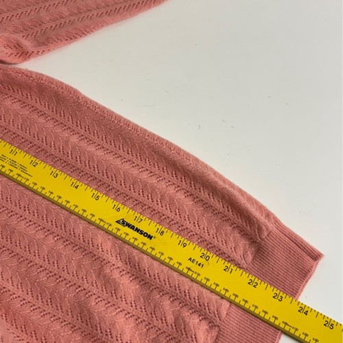Garnet Hill Pink Pointelle Zip Neck Cashmere Sweater M - Picture 7 of 7