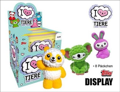 TOPPS I Love Tiere   8er DISPLAY - 8 Booster mit je einer Figur - Neu OVP