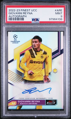 2022-23 TOPPS FINEST UEFA CLUB COMPETITIONS AUTO #ARE GIOVANNI REYNA PSA 9