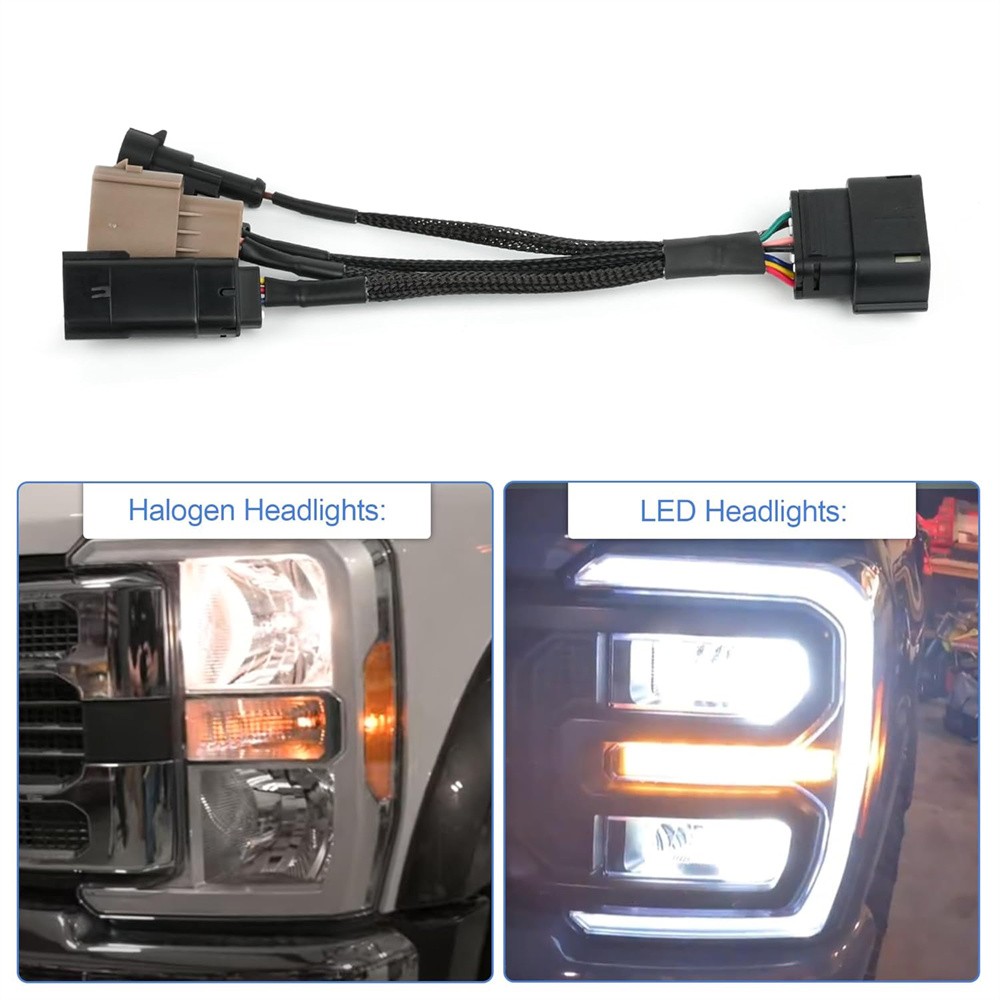Halogen-LED Headlight Conversion Adapter Harness For Ford F-250 F-350 2023-2024