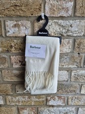 Image of Cream Unisex 100% Lambswool Barbour Scarf