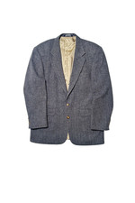 Vintage Lands' End Harris Tweed Blazer Mens 42 Grey Wool Jacket Herringbone 90s