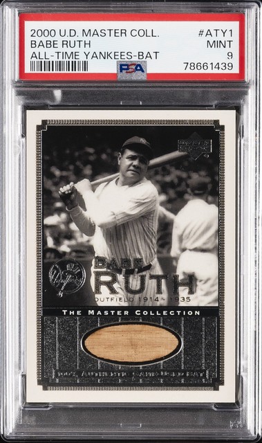 2000 Ud Master Collection All-Time Yankees Bat #ATY1 Babe Ruth 144/500 PSA 9