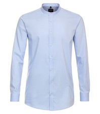 VENTI men's business shirt body fit stand-up collar long sleeve solid light blue