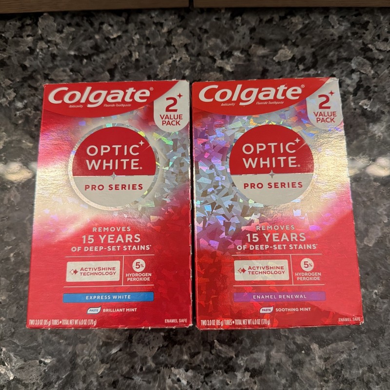 Colgate Optic White Pro Series Enamel Renewal Toothpaste 3oz 2Pk Exp 09/2027