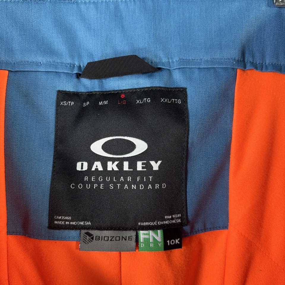 Pantalones de nieve Oakley grandes azules forrados con aislamiento impermeables esquí BioZone FN seco 10K Foto 3 de 4