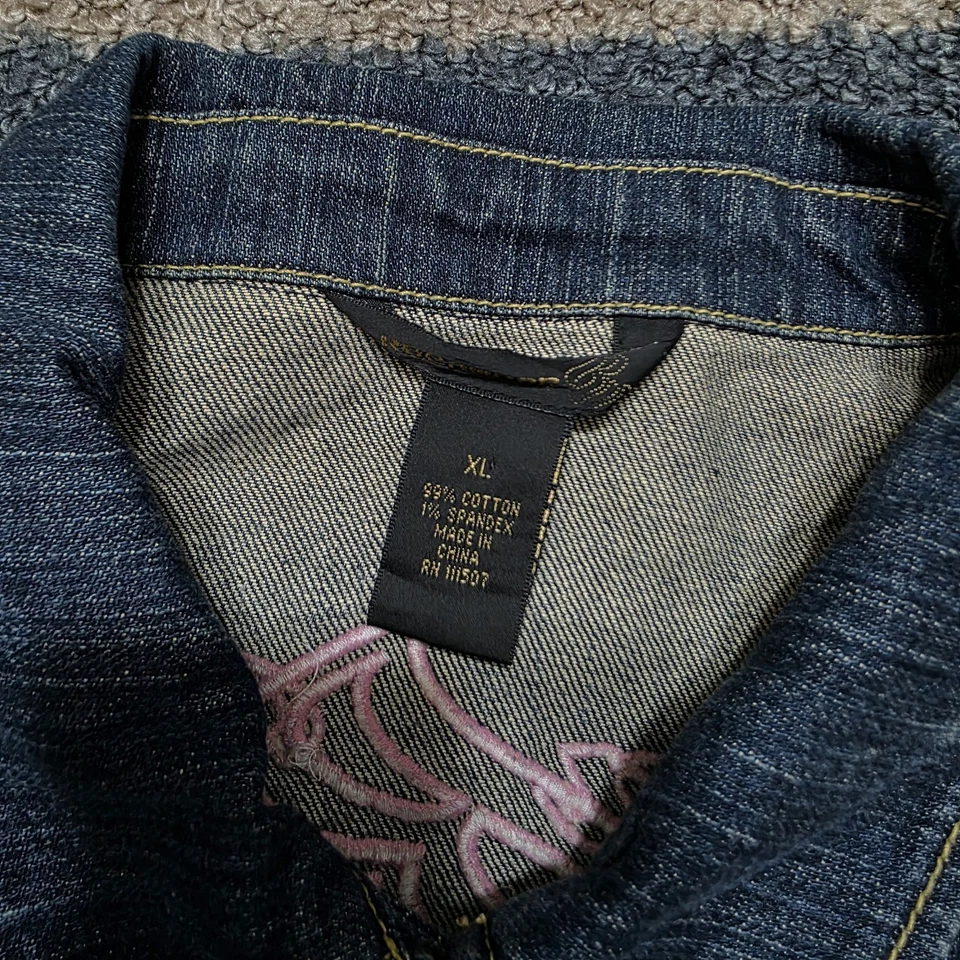 Chaqueta vaquera para mujer Rocawear azul rosa ribete estilo Y2K talla XL Foto 4 de 4