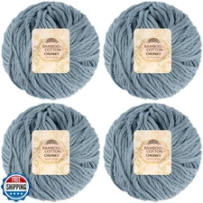 JubileeYarn Bamboo Cotton Chunky Yarn - 100g/Ball - Faded Glacier Blue - 4 Ba