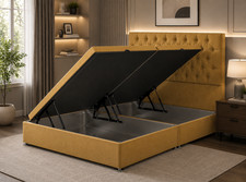 Image of Emily Modern Upholstered Ottoman Storage Bed Frame with Tufted Headboard 54"