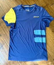 Babolat Tennis T-Shirt Men's Small Blue Solid Short Sleeve Crewneck Wicking