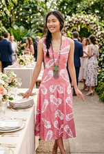 Tory Burch Helen Batik Dress Pink Tie Dye Sequin Runway 2014 Midi 4 RARE Luxury