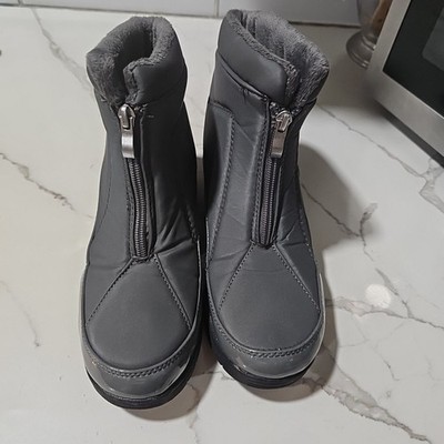 Gray Zippered Winter Boots