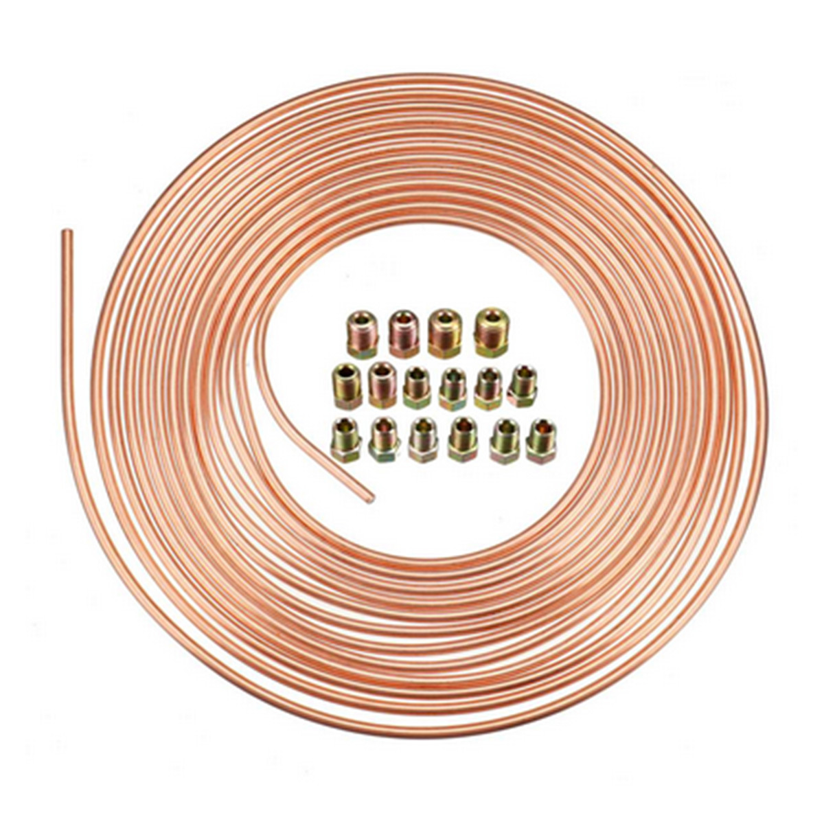 3/16"" OD 25 FT Copper Nickel Car Brake Line Tubing Kit Fuel Pipe Hose W/Fittings