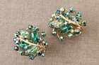 VINTAGE JUDY LEE GLAM GREEN RHINESTONE PIN BROOCH AND CLIP ON EARRING SET — photo 6