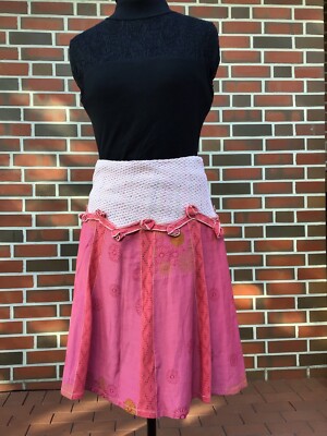 KALI OREA Rock Damen Designer Rock Gr. 38 rosa Blumen TOP