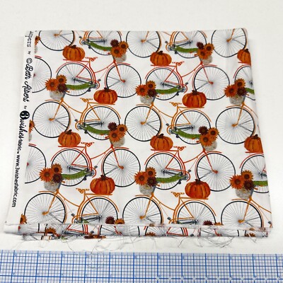1 Yard+26''  3 Wishes Harvest Campers Bicycles Pumpkins Cotton Fabric Beth Albert