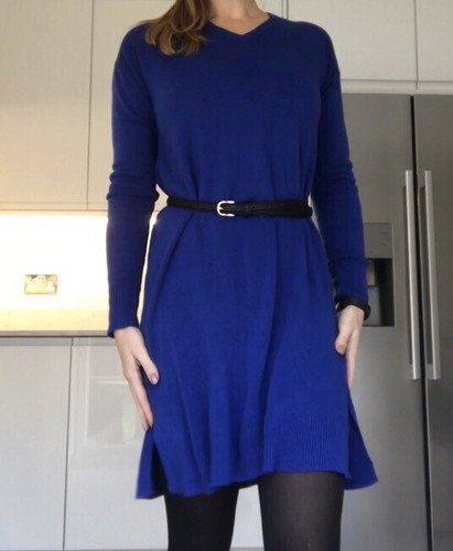 Cobalt Blue Jumper Dress 10-12 Knitted 