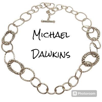 Michael Dawkins 925 Sterling Silver Oval Link Toggle Necklace Adj. 18 -20'' Vtg