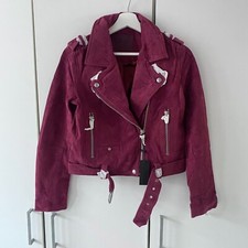 Blanknyc Suede Moto Jacket Size S  Small Leather Buckle Belt Zip Collar