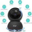 Indoor Security Wifi Camera, 3K, 360°, Pet Detection, Night Vision, Alexa/Google