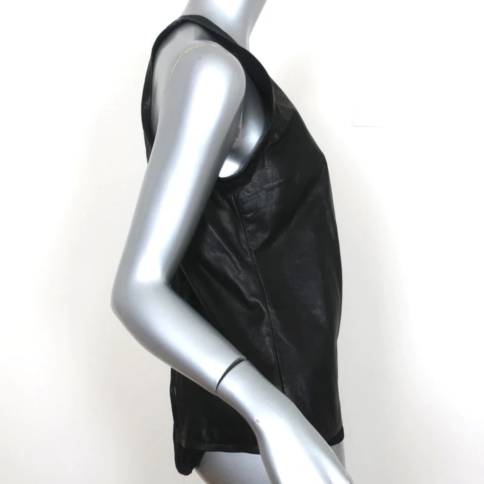 A.L.C. Camiseta sin mangas Pharel de cuero negro talla mediana Foto 3 de 4