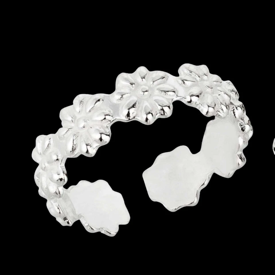 Zehenring Zehring Blumenmuster 925 Silber Zehenschmuck - Bild 2 von 2