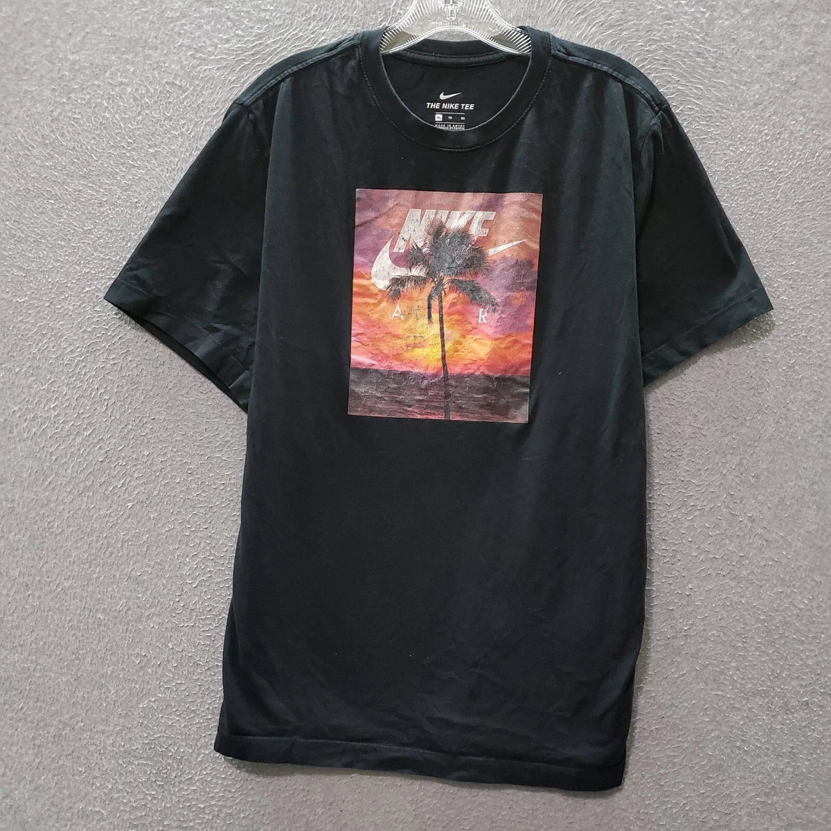 revidere Permanent underskud Nike Men T-Shirt XL Black Logo Air Sunset Palm Tree Graphic Short Sleeve Tee  | eBay