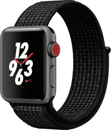 Apple Watch 3 Nike+ 42mm Space Gray Case Black/Pure PLat Nike Band LTE Unlocked - Afbeelding 1 van 2