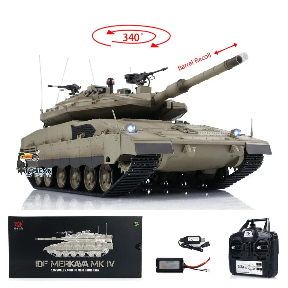 1:16 IDF Merkava MK IV Infrared Battle Tank HengLong 3958 RC Model W/BB Shoot - Image 4 of 4