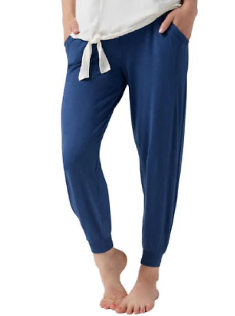 AnyBody Cozy Knit Ribbed Jogger Pants Deep Sea Blue eBay