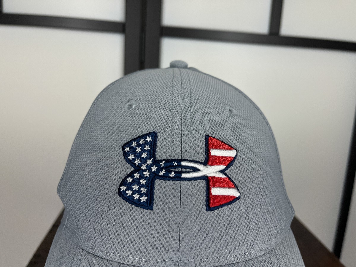 Under Armour Hat Cap Fitted Adult Large Gray USA Flag