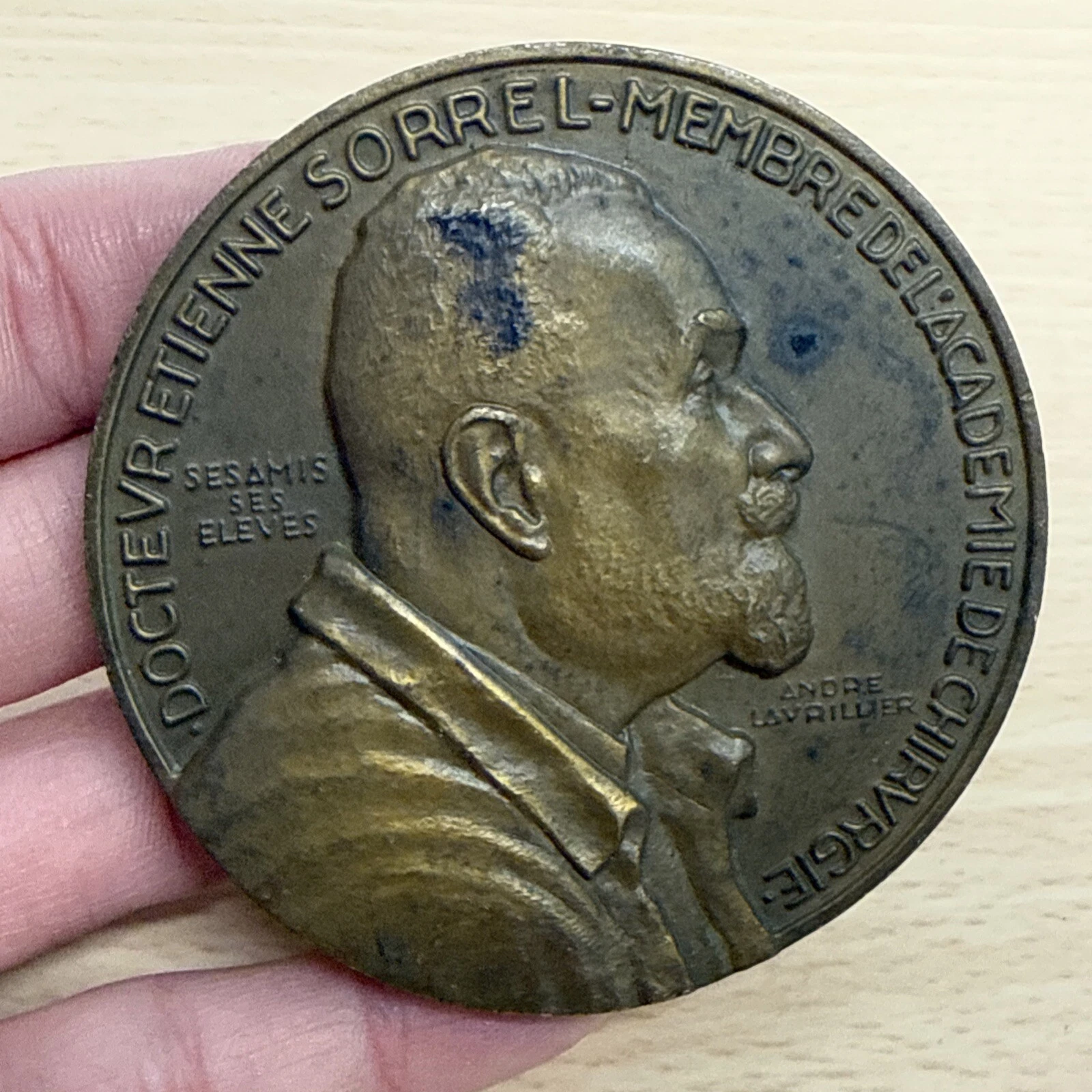 Médaille Docteur Étienne Sorrel Membre De L’académie De Chirurgie En Bronze