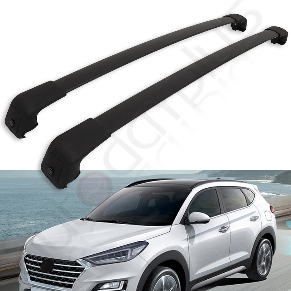 For 2018 2021 HYUNDAI TUCSON Rubber Roof Rack Cross Bars cargo Luggage Black