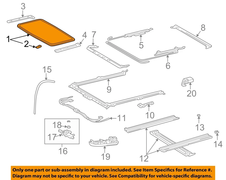 Used Roof Panel Glass fits: 2000 Toyota 4 runner Grade A — 第 3/4 张图片