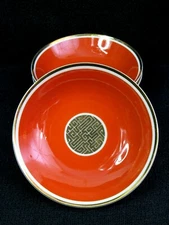 4 TOSCANY MACAU VINTAGE PORCELAIN 5.5" JAPAN RED GOLD BOWLS CHINOISERIE ASIAN 