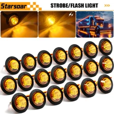 20x 3/4"LED Round Bullet Side Marker Lights Truck Trailer Amber Chicken Lights 