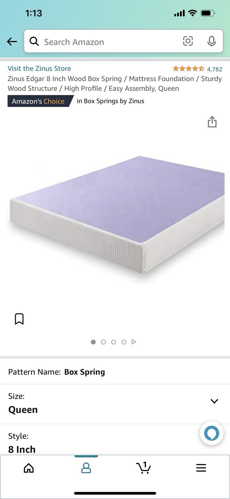 Zinus Edgar 8 Inch Wood Box Spring Queen Size