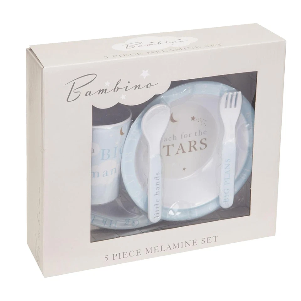 5 Pieza Melamina Alimentación Juego Taza Bol Placa Cubiertos - Bambino Bebé - Imagen 2 de 2