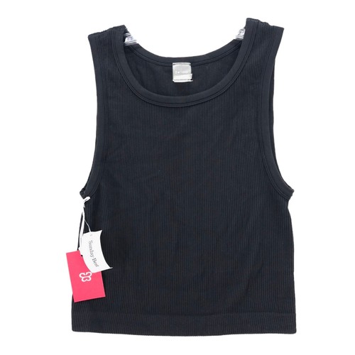 NWT Aritzia Sunday Best SINCHSEAMLESS Ribbed Tank Top Black Cropped LARGE