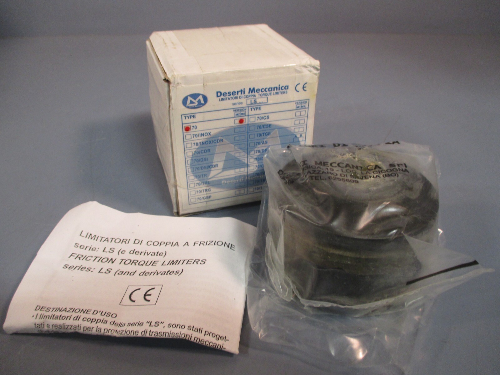 Deserti Meccanica Clutch Torque Limiter Series LS, Type 70 Version: MS LS 70 MS