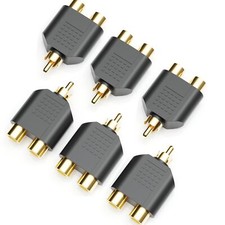 6 Pack RCA Y Splitter Adapter 1 RCA Male to 2 Female Jack Audio Video Connector