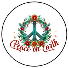 PEACE ON EARTH PEACE SIGN CHRISTMAS ENVELOPE SEALS LABELS STICKERS PARTY FAVORS