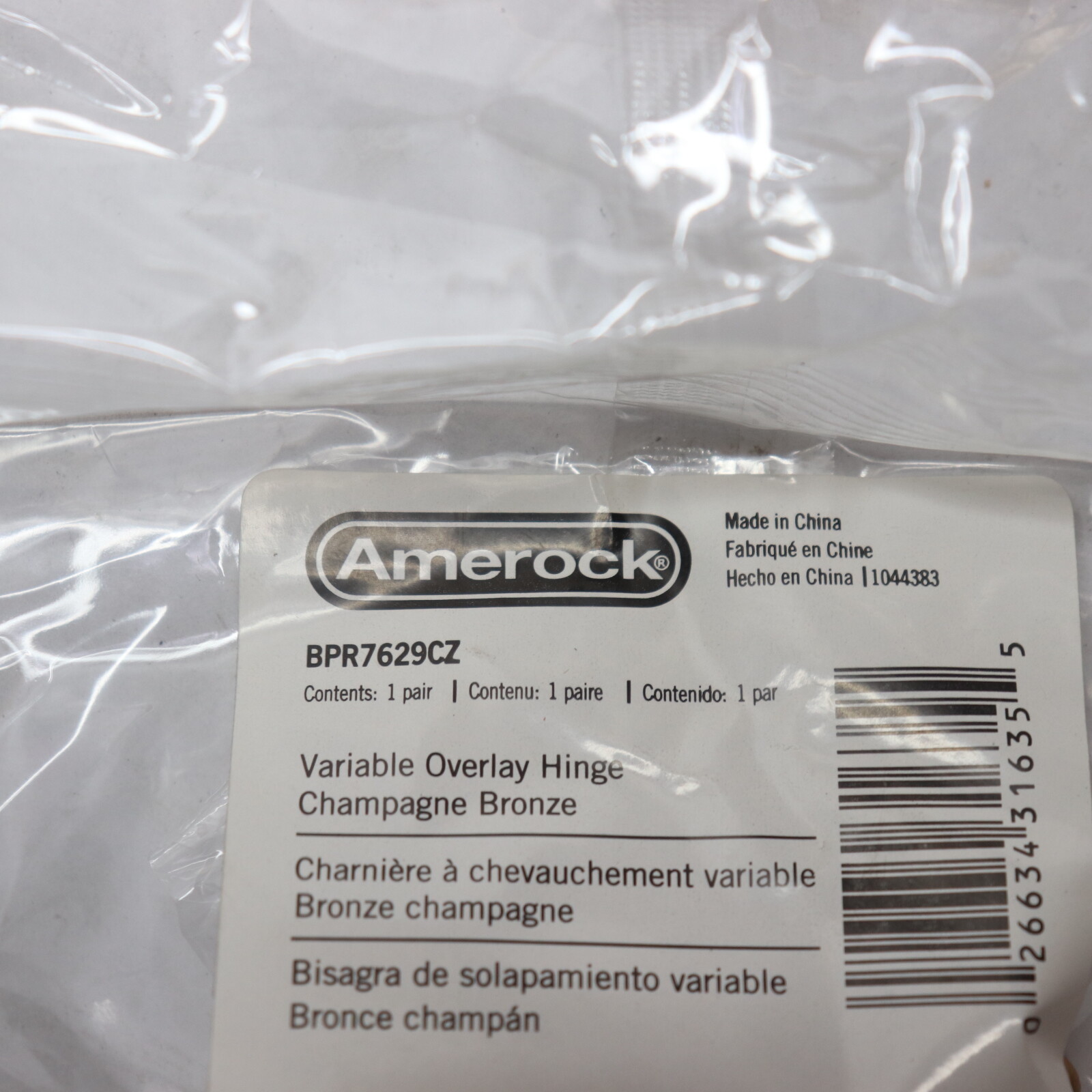 (2Pk) Amerock Face Frame Hinge Champagne Bronze BPR7629CZ for