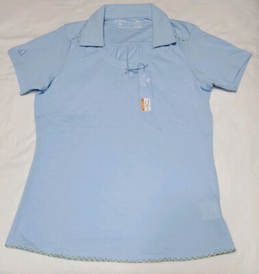 NEW Antigua Women's Clever Desert Dry Golf Polo Baby Blue Size M Medium 