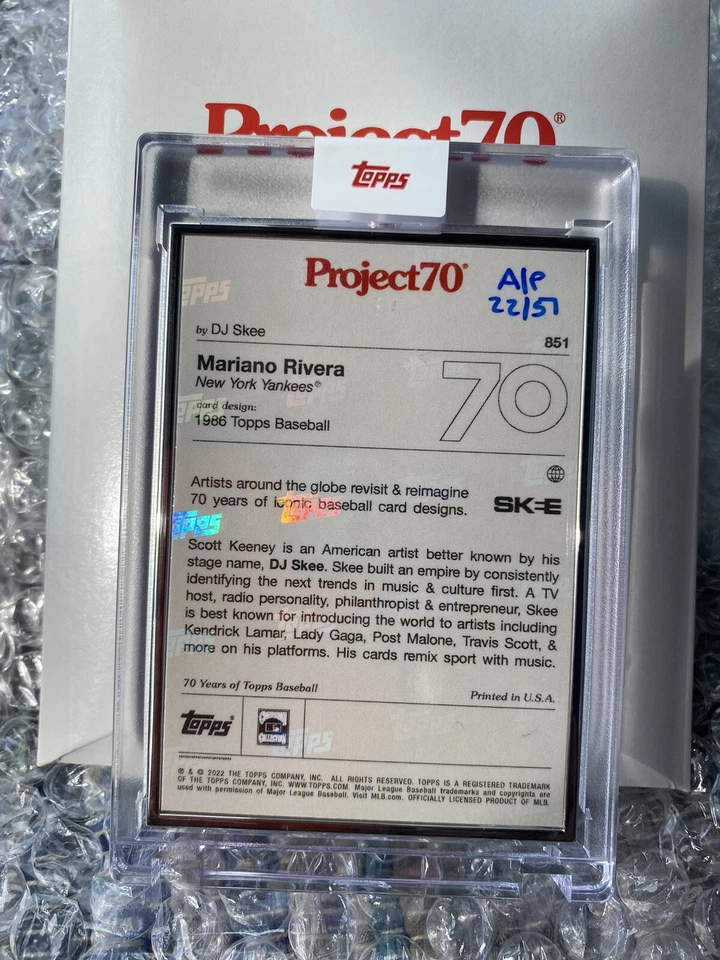Topps Project 70 Mariano Rivera by DJ Skee - Artist Proof  22/51 - Image 2 of 2